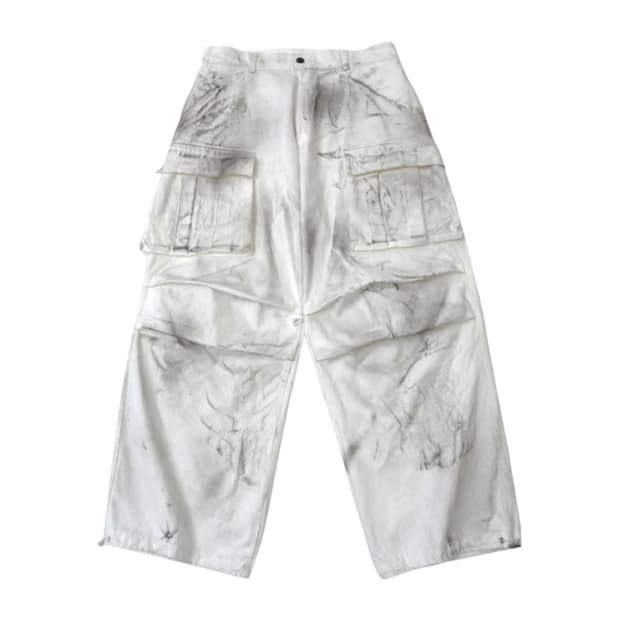 [2]노쿨러스 01 카고 팬츠 더티 워싱 화이트