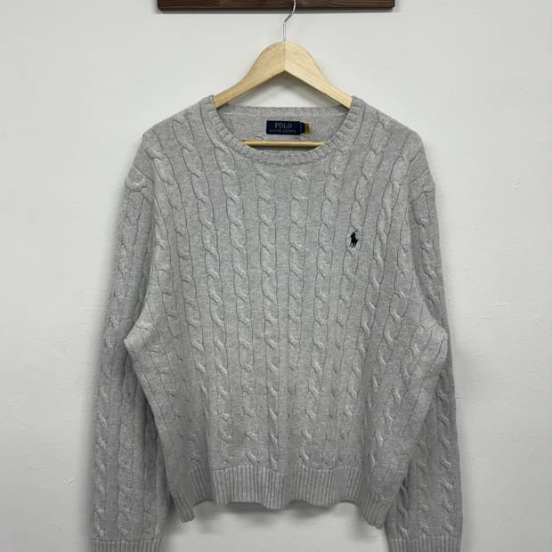 [XXL] 폴로 랄프로렌 연그레이 코튼 케이블 니트 스웨터