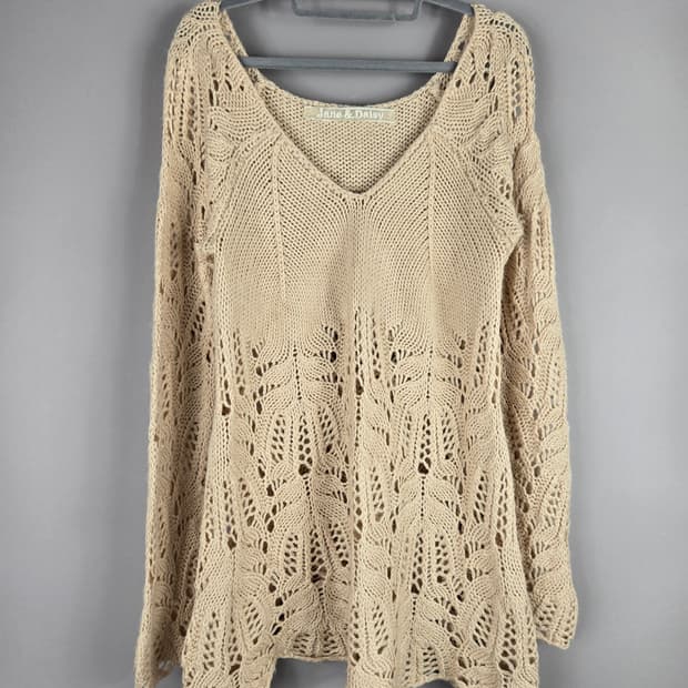 [무료배송]제인&데이지 F 여성 보헤미안 그물 하프 니트