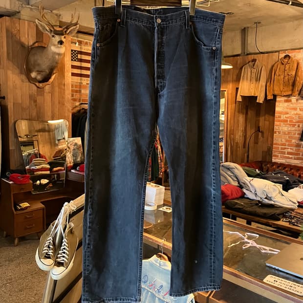 빅사이즈 90s USA 빈티지 리바이스 501 0660 블랙진 데님 팬츠