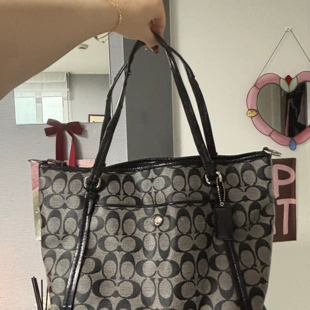 🤍 COACH 시그니처 클래식 토트 (블랙)