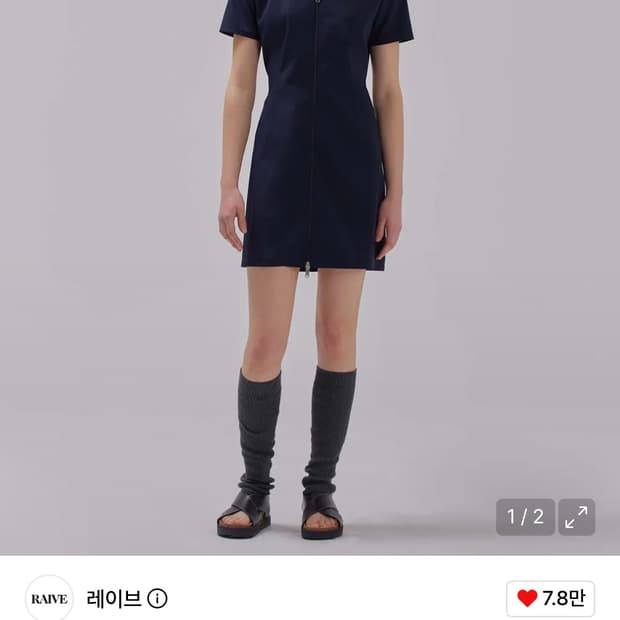 레이브 지퍼 미니 원피스 네이비