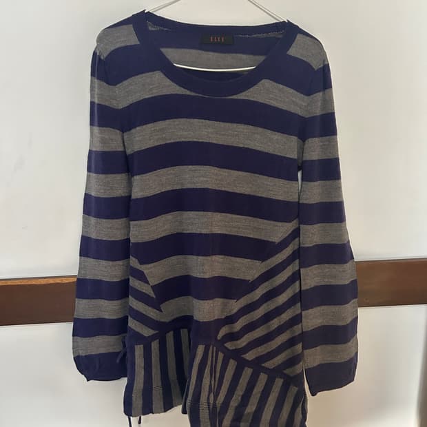 스트라이프 니트 원피스 