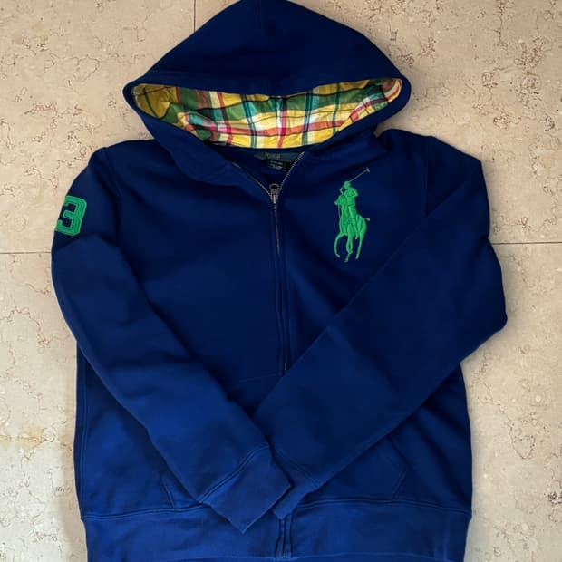 폴로 랄프로렌 빈티지 빅포니 체크 후드집업