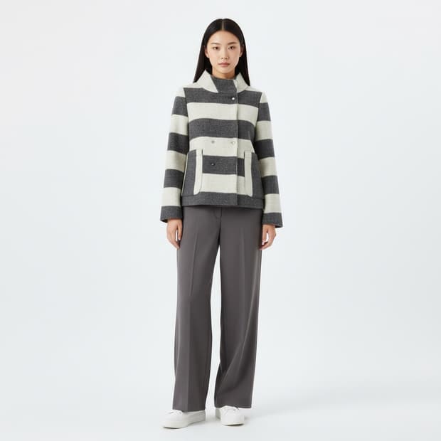 시슬리 스트라이프 하프코트