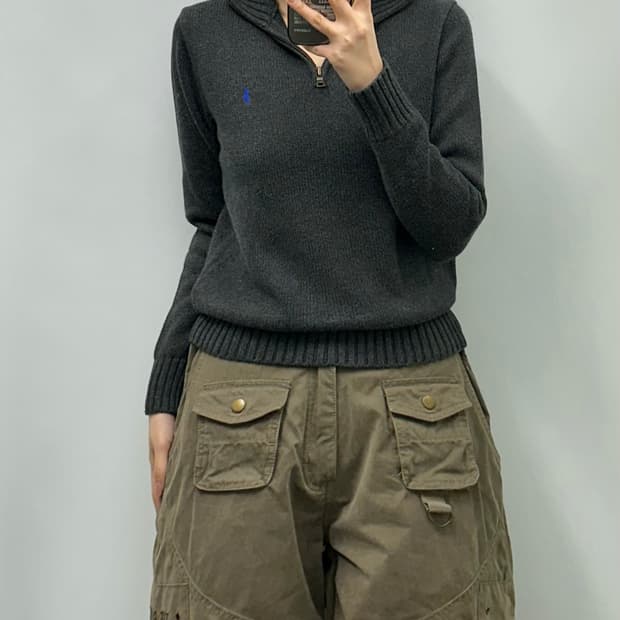 폴로 랄프로렌 신형 차콜 반집업 니트 