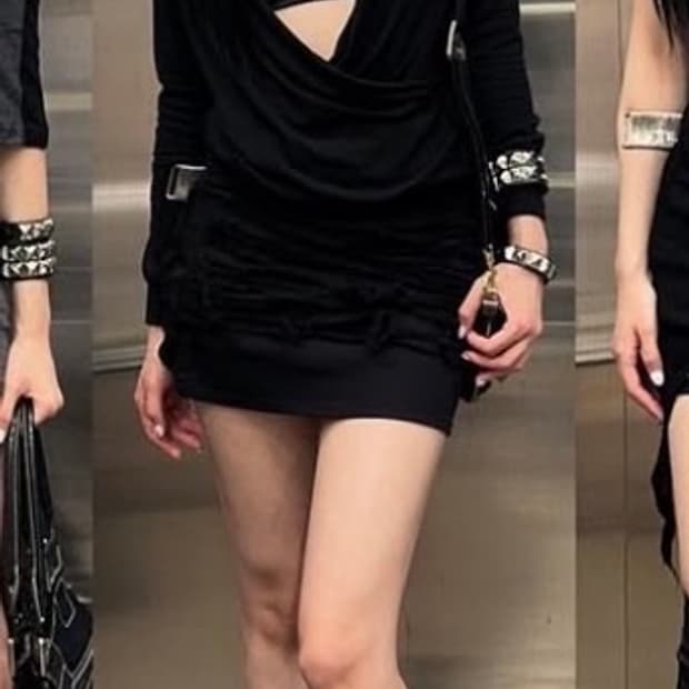 블랙 드레이프 롱슬리브