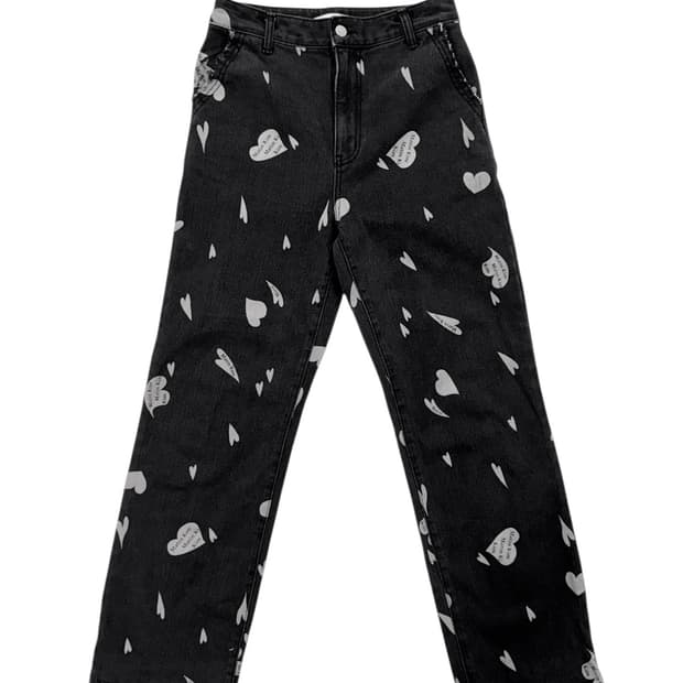 마뗑킴 하트 데님 블랙진 데님팬츠