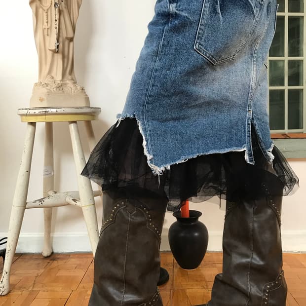 vintage denim sha skirt (29inch)