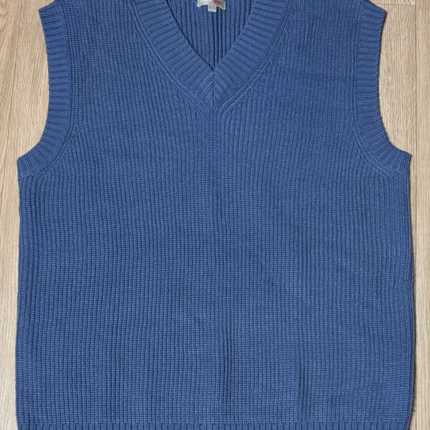 스파오(SPAO) V넥 니트 베스트 L 블루 / spkvc11c03-00