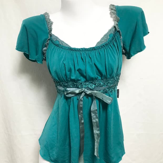 빈티지 ozzoneste 오즈온 오리엔탈 페어리 레이스 블라우스 탑