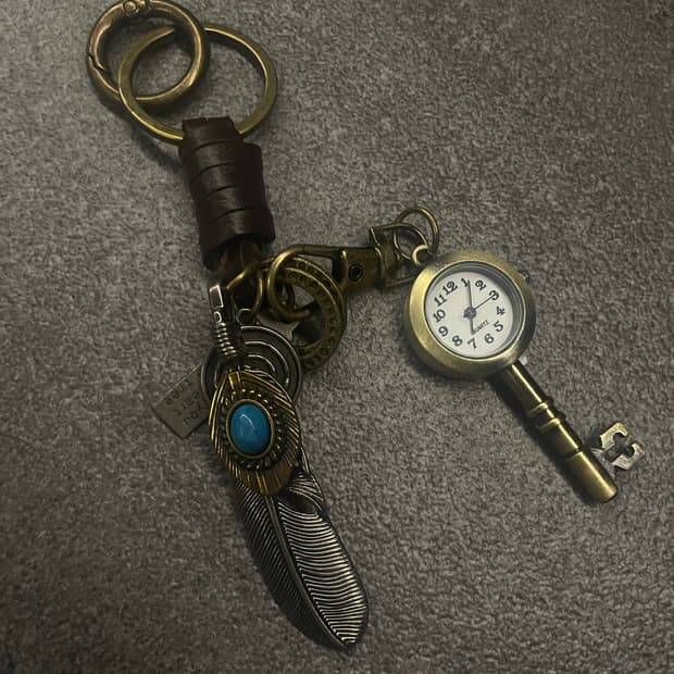 빈티지 깃털 시계 키링
