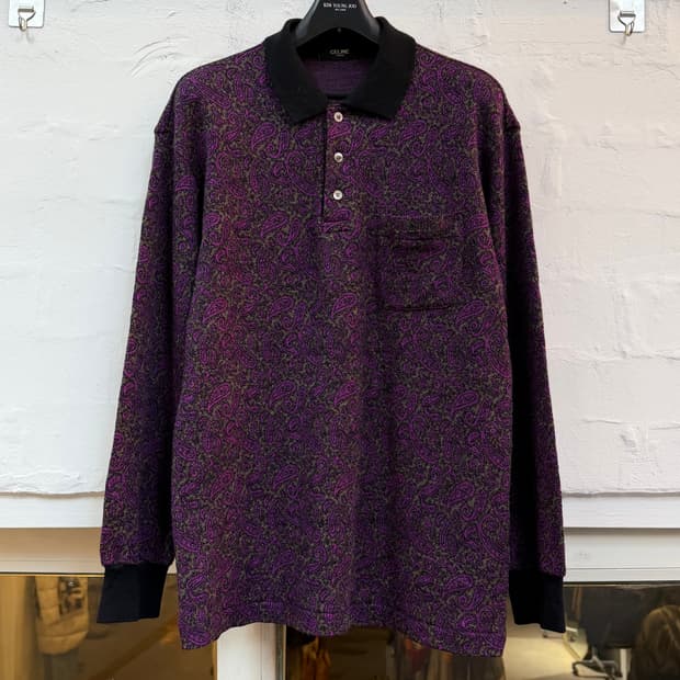 Celine 셀린느 페이즐리 긴팔 폴로 셔츠 48