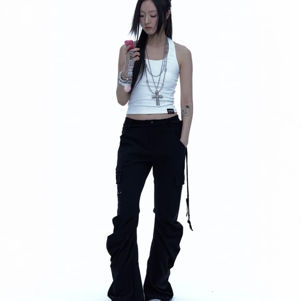 러프넥 drape bootcut pants 드레이프 부츠컷 팬츠 블랙