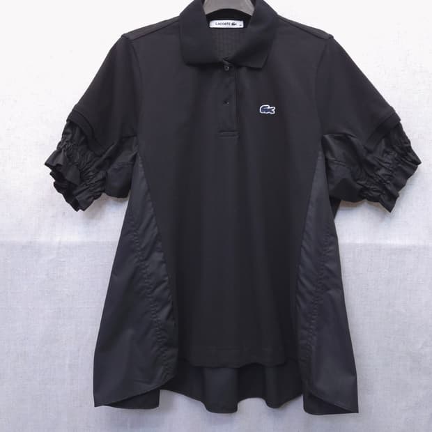 사카이x라코스테 블랙 반팔 카라 티셔츠 38