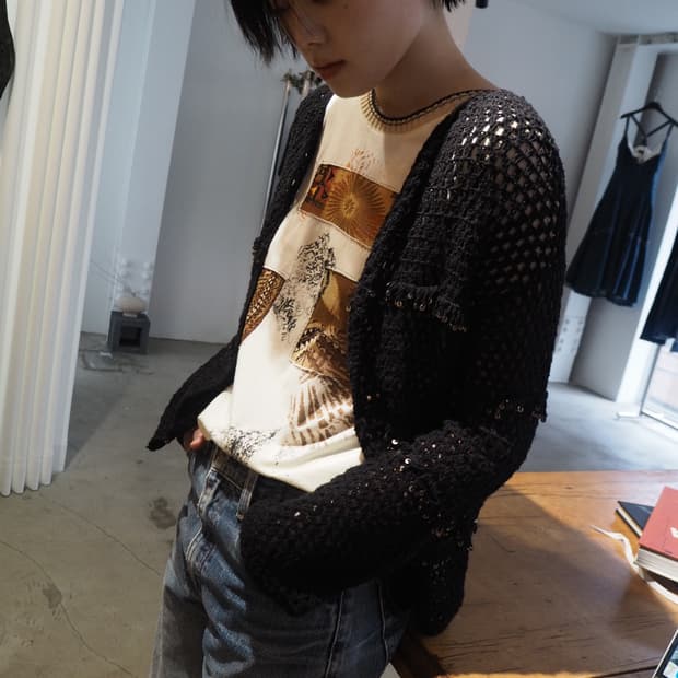 vintage sequin trim cardigan