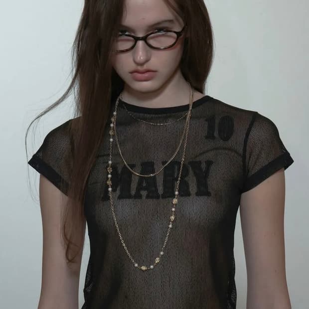 스컬프터 Mary mesh 반팔 블랙