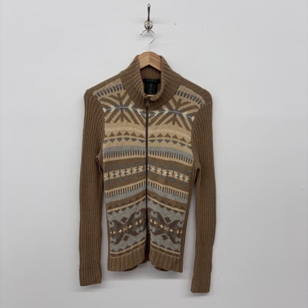 랄프로렌 집업 니트 가디건 브라운 패턴 여/L