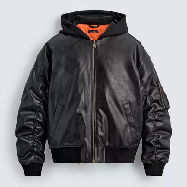 자라 레더 후드 봄버