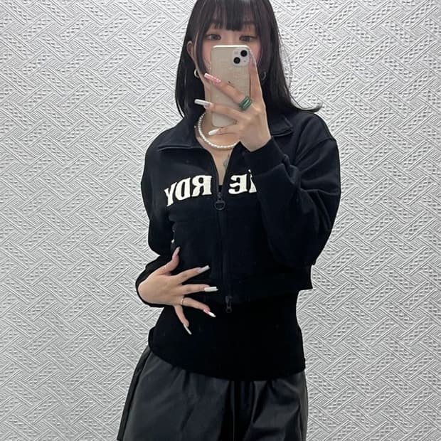 널디 빈티지 스트릿 펑크 고딕스펠로고 크롭 집업 XS C13421