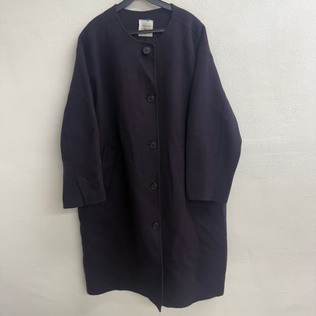 스튜디오 톰보이 19ss 오버핏 논카라 퍼플 롱 코트 (OS)