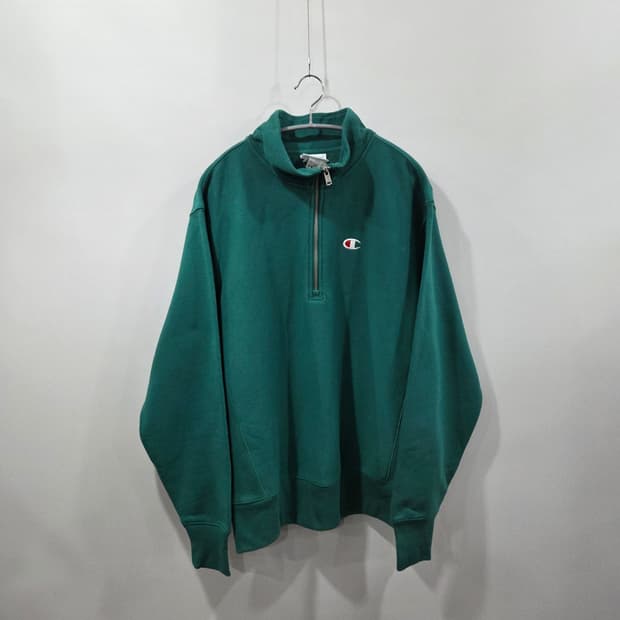 챔피온 블루택 리버스위브 풀오버 하프집업 기모 스웻셔츠 M