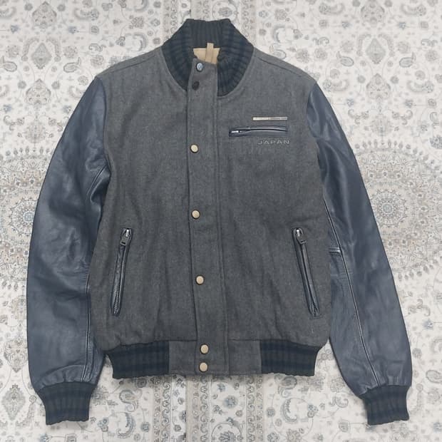 SUPER DRY 슈퍼드라이 가죽배색 야구점퍼 M