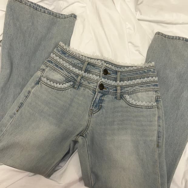 스컬프터 부츠컷 레이스 자수 새깅 부츠컷 팬츠 L