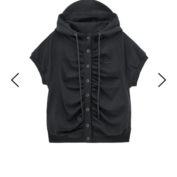 허그유어스킨 셔링 반팔 후드