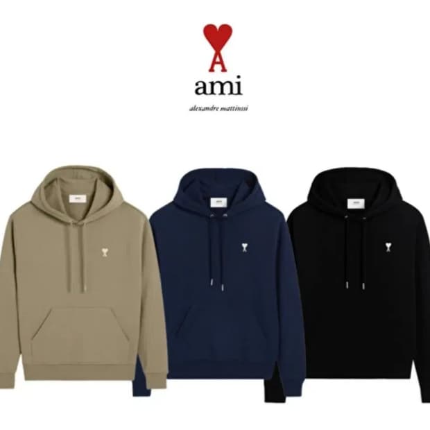 아미 스몰하트 화이트로고 후드티 3컬러