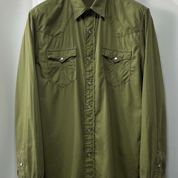 RRL 더블알엘 올리브 코튼 트윌 웨스턴 셔츠