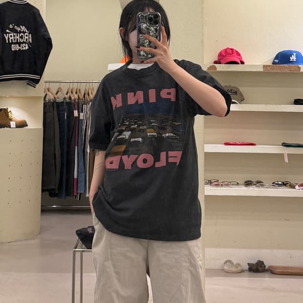 빈티지 핑크 플로이드 아트 프린팅 반팔 티셔츠  U1368