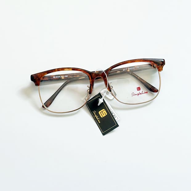 90s SIMPLE LINE 브라운톤 하금테 스퀘어 빈티지 안경
