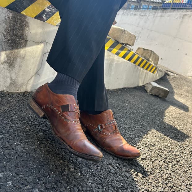 빈티지 체인 스트랩 옥스포드 구두