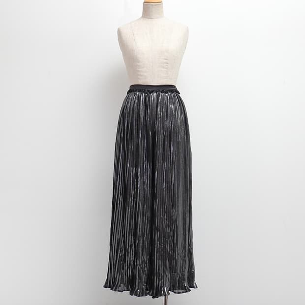 블랙 펄플리츠쉬폰 팬츠