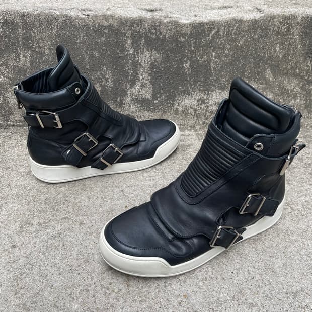 [41] Balmain 아카이브 블랙 레더 하이탑 스니커즈 (260)