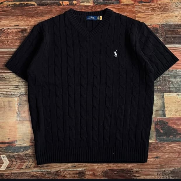 폴로 QR라벨 반팔 케이블니트(L)