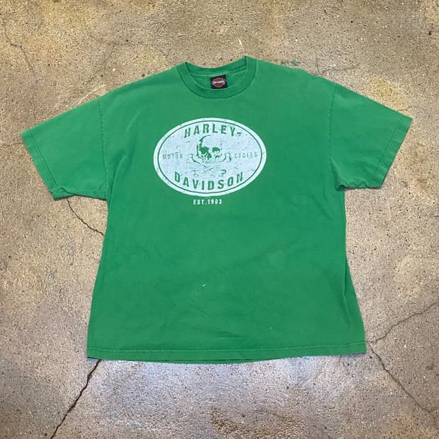 미국 빈티지 할리데이비슨 해골 스컬 포인트 반팔티 티셔츠
