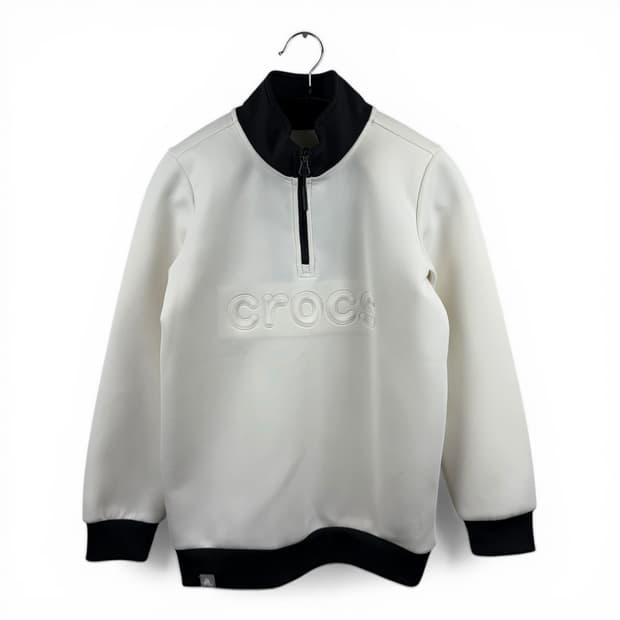 (150) 크록스 키즈/우먼스 네오플렌 하프집 맨투맨 화이트