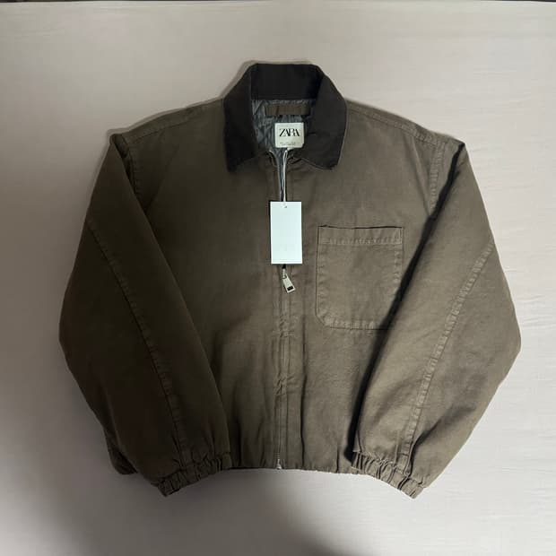 (새상품) 자라 콤비 칼라 점퍼 워크자켓