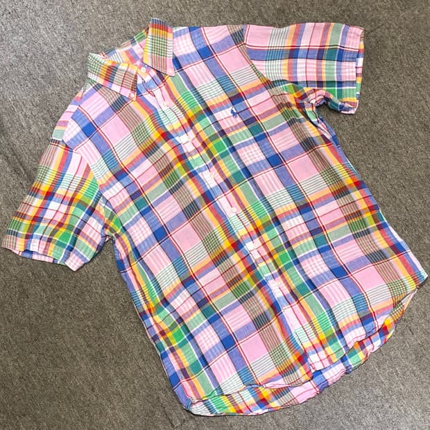 (M) POLO 폴로 랄프로렌 린넨 체크 반팔 셔츠