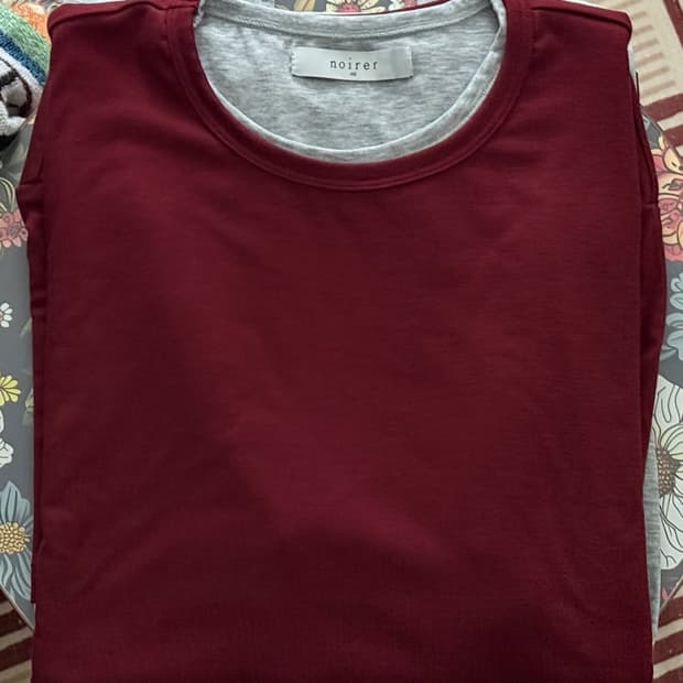 노이어 레이어드 하프 롱슬리브 티셔츠 (와인그레이)