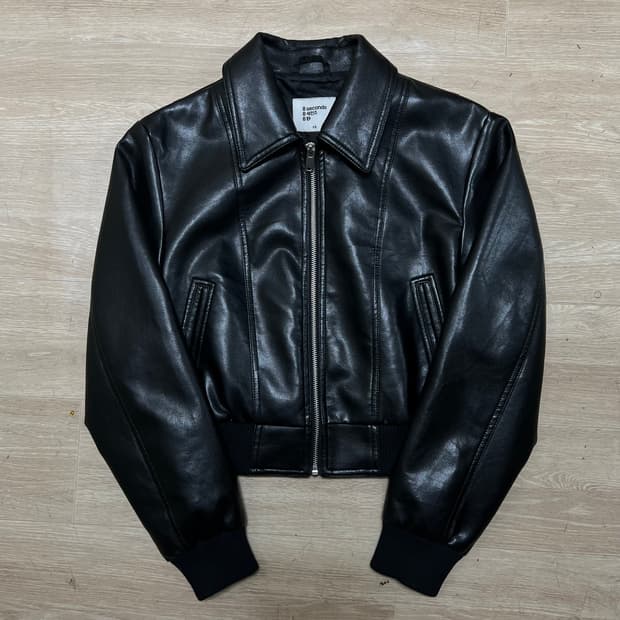 에잇세컨즈 여성 크롭 레더 라이더 가죽자켓 [블랙] XS/85