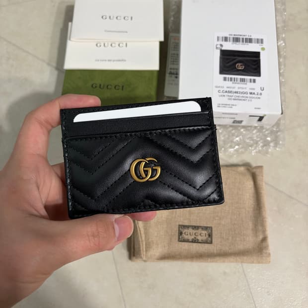 [새상품]구찌 GG 마틀라쎄 마몽 카드지갑 블랙 현대백화점