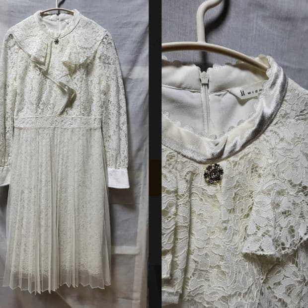 잇미샤 레이스 미디 원피스 아이보리