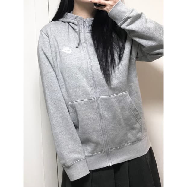 나이키 회색 후드집업 L