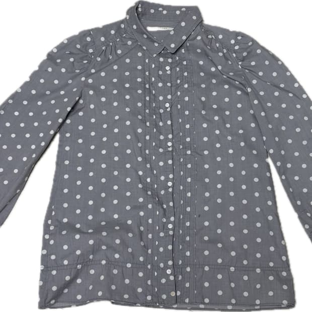 빈티지 도트 7부 블라우스 셔츠 M