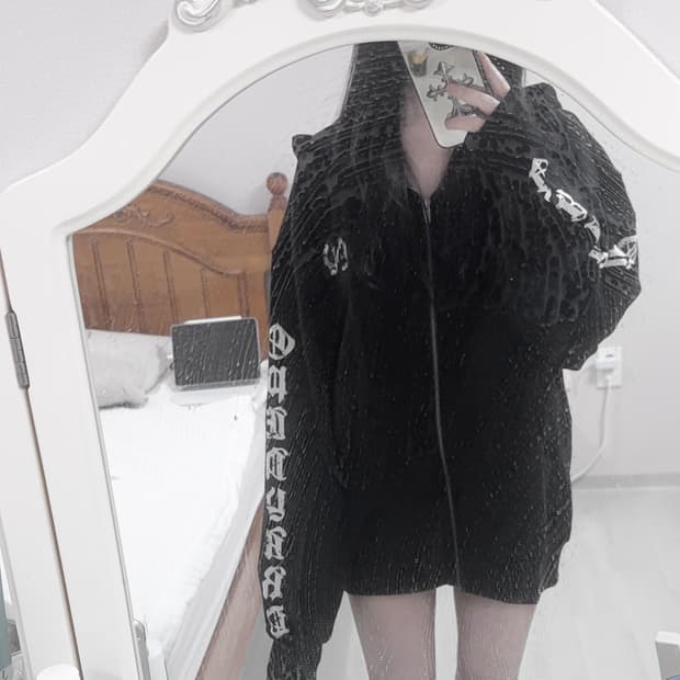 오와이 고딕 크로스 후드집업 블랙 M 남여공용