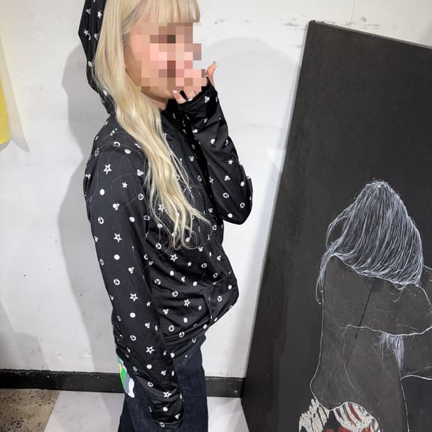 JPN 일본 빈티지 DISNEY 디즈니 도트 후드 집업 져지 L