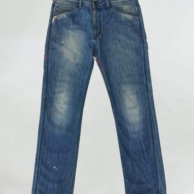 디젤 자수 워싱 디테일 데님팬츠 청바지